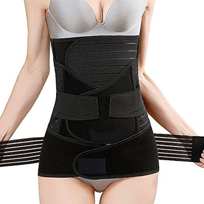 Mithlas 3 in1 Postpartum recovery Post pregnancy abdominal binder belt Size L(40-46)inch(Beige)