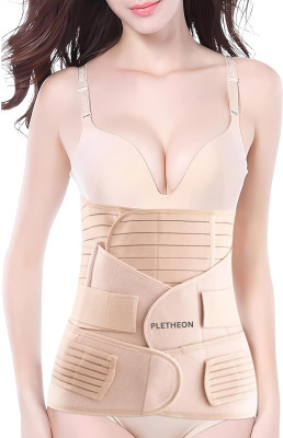 PLETHEON abdominal belt after delivery for tummy reduction Back & Abdomen Support Abdominal Belt(Beige)