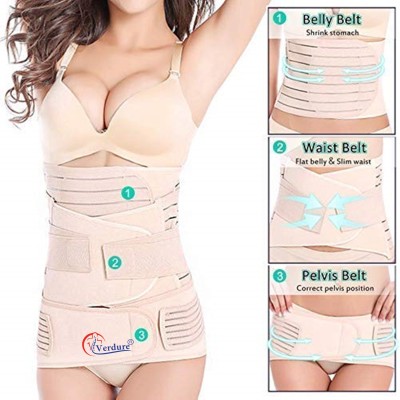 Verdure 3 in 1 maternity belt after delivery slim waist support band(set of 3-size L)(Beige)