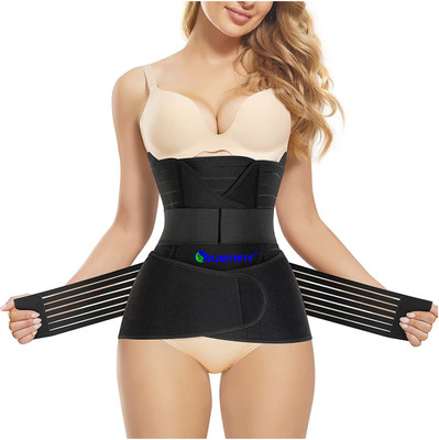 JUSTIFIT After c section/normal delivery slim belt for women (1 set of 3 pieces)(Black)