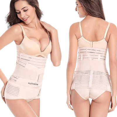 PLETHEON Post pregnancy belt Postpartum abdominal support belt 3 in 1 for women FREE SIZE Abdominal Belt(Beige)
