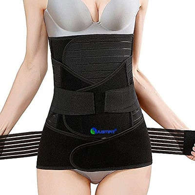 JUSTIFIT After c section/normal delivery slim belt for women (1 set of 3 pieces)(Black)