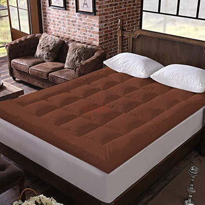 YUKU Mattress Topper Double Size Breathable, Waterproof Mattress Cover(Brown)