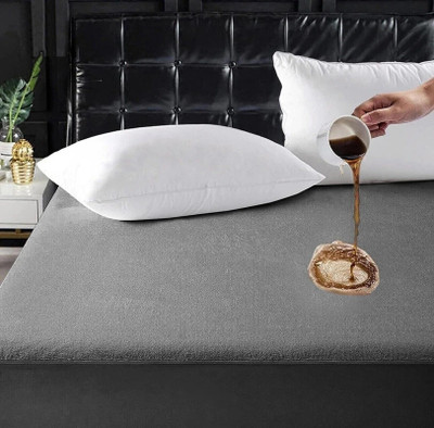 Flipkart SmartBuy King Size Fitted Terry Cotton Breathable, Stretchable, Waterproof Mattress Cover(Grey)