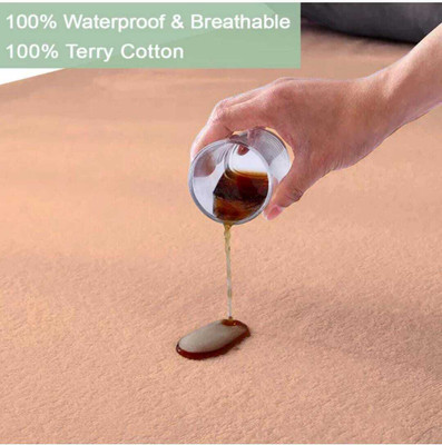 LIFE SAVER Elastic Strap Single Size Waterproof, Stretchable, Breathable Mattress Cover(Beige)