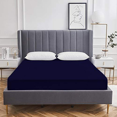 SAWARIYA Fitted Single Size Waterproof Mattress Cover(Blue)