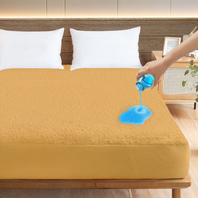 Compal Fitted Single Size Waterproof, Breathable, Stretchable Mattress Cover(Beige)
