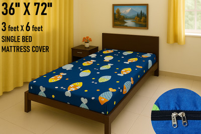 GriinViztal Zippered Single Size Breathable Mattress Cover(Multicolor)