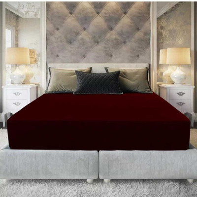 LIFE SAVER Queen Size Fitted Terry Cotton Breathable, Stretchable, Waterproof Mattress Cover(Maroon)