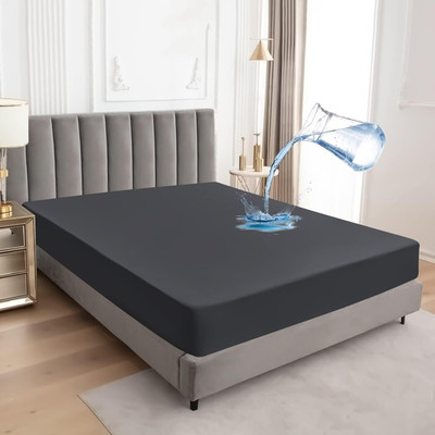 ELEVANTO Elastic Strap Queen Size Breathable, Stretchable, Waterproof Mattress Cover(Grey)
