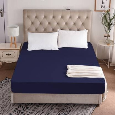 VinSa Fitted Double Size Mattress Cover(Blue)
