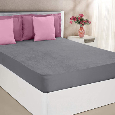 shri vyas linen Elastic Strap Single Size Breathable, Stretchable, Waterproof Mattress Cover(Grey)