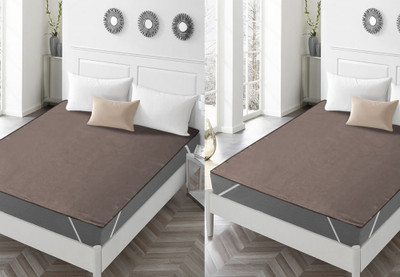 KUBER INDUSTRIES Elastic Strap Double Size Waterproof Mattress Cover(Brown)