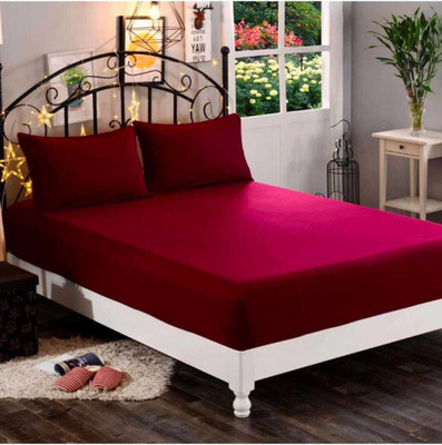SHRI MAHAKAL ENTERPRISES HUB Elastic Strap Single Size Breathable, Stretchable, Waterproof Mattress Cover(Maroon)