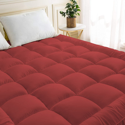 Linenovation Mattress Topper Single Size Breathable Mattress Cover(Red)