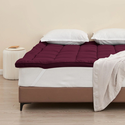 AVI Elastic Strap Single Size Breathable Mattress Cover(Maroon)