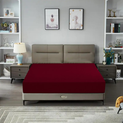 Glassiano Elastic Strap King Size Breathable, Stretchable, Waterproof Mattress Cover(Maroon)