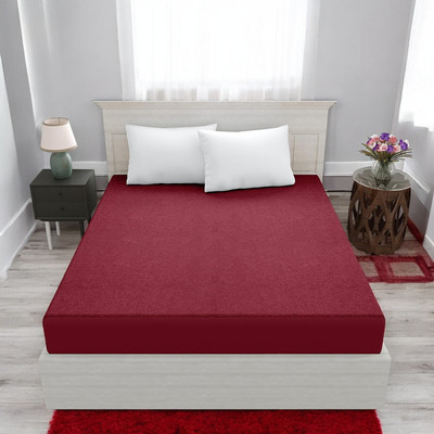 Luxurious Life Elastic Strap Single Size Mattress Cover(Maroon)