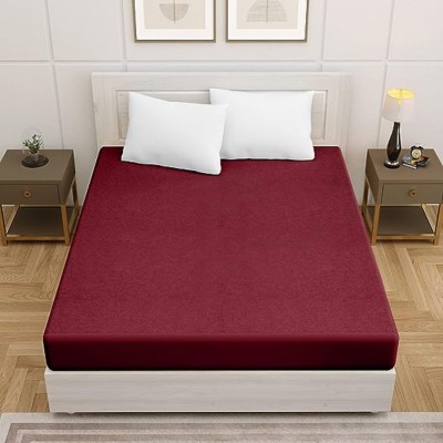 CROSPO Fitted Double Size Breathable, Stretchable, Waterproof Mattress Cover(Maroon)