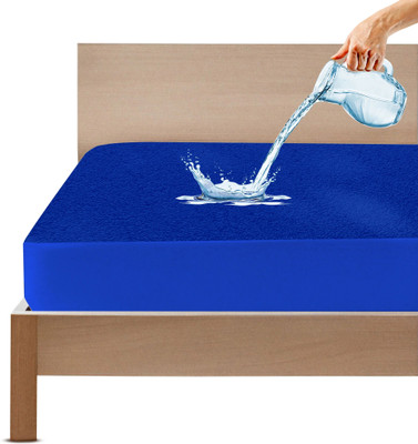 GADDA CO Fitted Double Size Waterproof, Breathable, Stretchable Mattress Cover(Blue)