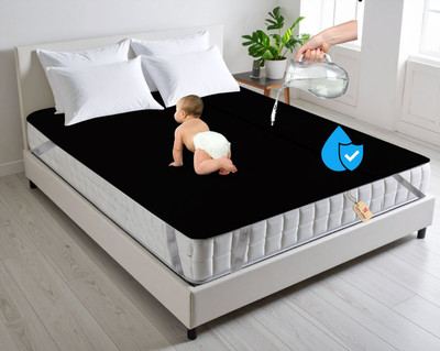 GURU ISHMA Elastic Strap King Size Waterproof Mattress Cover(Black)