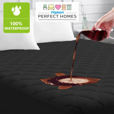 Flipkart Perfect Homes King Size Fitted Polyster Breathable, Stretchable, Waterproof Mattress Cover(Black)