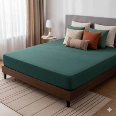 BedExtraFit King Size Fitted Terry Cotton Waterproof, Breathable, Stretchable Mattress Cover(Green)