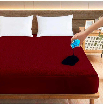LIFE SAVER Fitted Single Size Breathable, Stretchable, Waterproof Mattress Cover(Maroon)