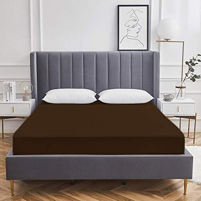 SAWARIYA Single Size Fitted Terry Cotton Waterproof Mattress Cover(Brown)