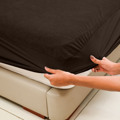 MY ARMOR King Size Fitted Terry Cotton Breathable, Stretchable, Waterproof Mattress Cover(Brown)