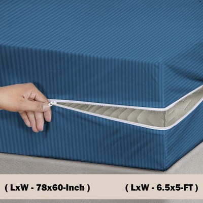 BSB HOME Zippered Double Size Mattress Cover(Blue)