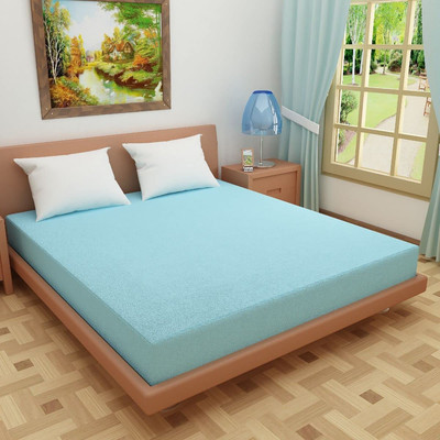 KUBER INDUSTRIES Fitted Double Size Breathable Mattress Cover(Blue)