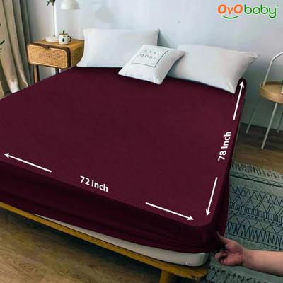 Oyo Baby Fitted King Size Waterproof, Stretchable, Breathable Mattress Cover(Maroon)