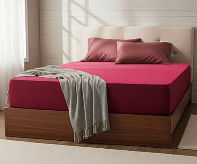 Modrang King Size Elastic Strap Terry Cotton Waterproof Mattress Cover(Maroon)