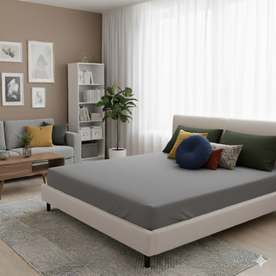 Kittenbite King, Double, Queen Size Fitted Terry Cotton Breathable, Stretchable, Waterproof Mattress Cover(Grey)