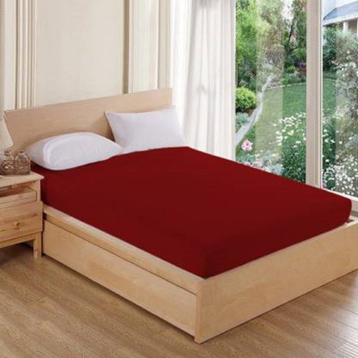 KinderBloom Single Size Elastic Strap Terry Cotton Breathable, Stretchable, Waterproof Mattress Cover(Red)