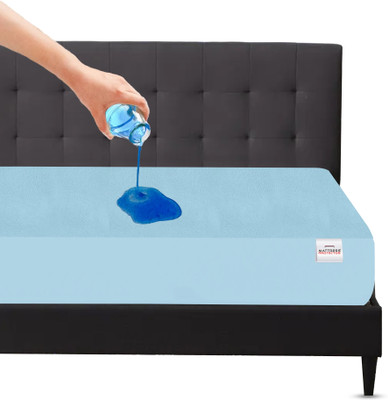 Mattress Protector Double Size Fitted Terry Cotton Breathable, Stretchable, Waterproof Mattress Cover(Blue)