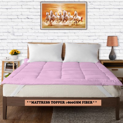 CRAZY WORLD Mattress Topper Double, Queen Size Waterproof Mattress Cover(Pink)