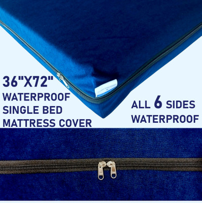 GriinViztal Zippered Single Size Breathable, Waterproof Mattress Cover(Blue)