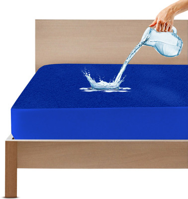 ITAJ Fitted Single Size Waterproof, Stretchable, Breathable Mattress Cover(Blue)
