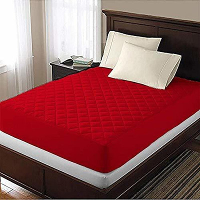 COZYEXPORTS Single Size Fitted Polycotton Waterproof Mattress Cover(Red)