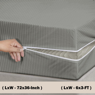 VAS COLLECTIONS Zippered Single Size Breathable Mattress Cover(Grey)