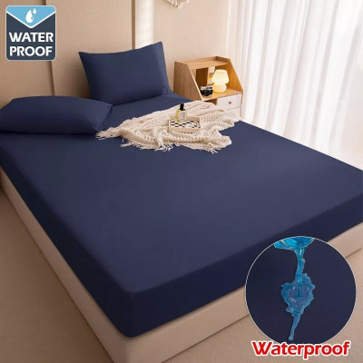 GJS SALES Fitted Single Size Waterproof, Stretchable, Breathable Mattress Cover(Blue)