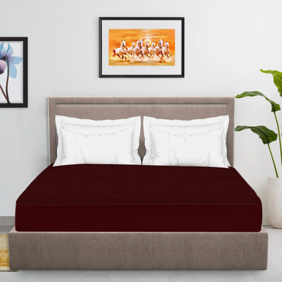 ITAJ Fitted Single Size Breathable, Stretchable, Waterproof Mattress Cover(Maroon)