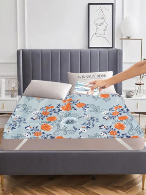 WINNSUN Elastic Strap King Size Waterproof Mattress Cover(Blue)