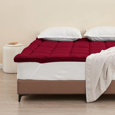 AVI Mattress Topper Single Size Breathable Mattress Cover(Maroon)