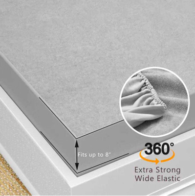 SHREENAINATH Elastic Strap Queen Size Breathable, Stretchable, Waterproof Mattress Cover(Grey)
