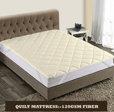 rakhi home décor Elastic Strap Single Size Breathable, Stretchable, Waterproof Mattress Cover(Beige)