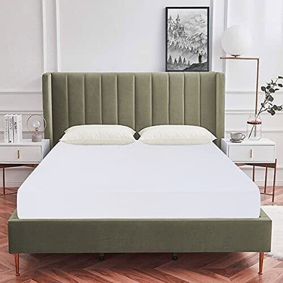 RishuLinen Elastic Strap Single Size Breathable, Stretchable, Waterproof Mattress Cover(White)