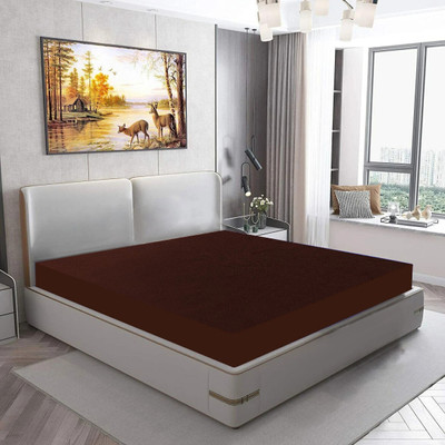 Mattress Protector Fitted King Size Breathable, Stretchable, Waterproof Mattress Cover(Brown)